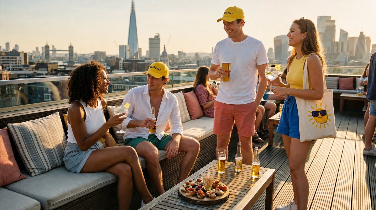 Friends on a sunny rooftop