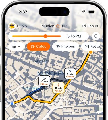 Sun Paths walking routes in Munich