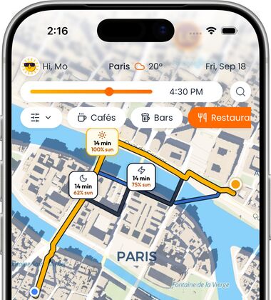 Sun Paths walking routes in Paris